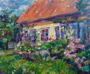 Grenzhaus mit Malven, 2021